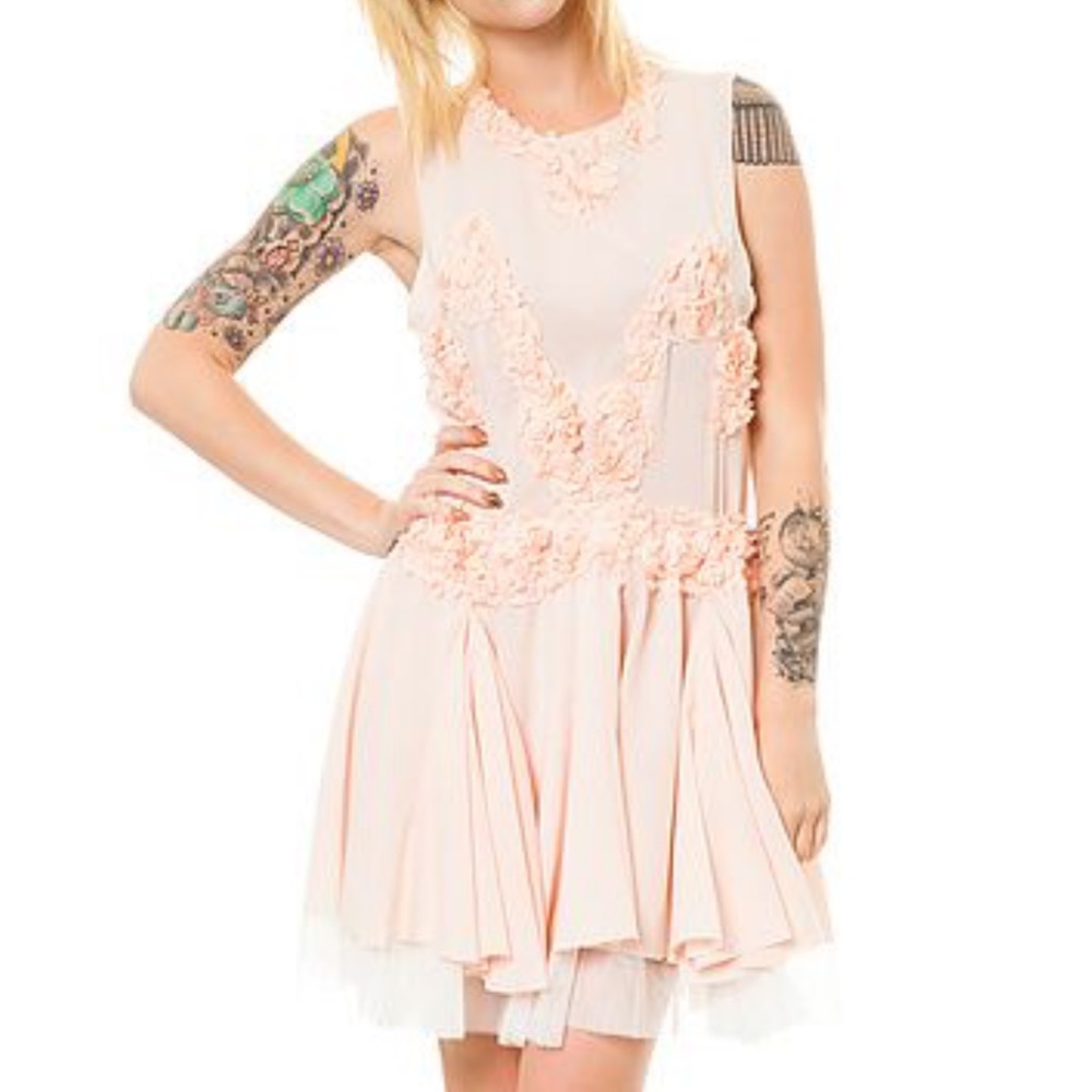 UNIF pink floral tulle dress 🌺